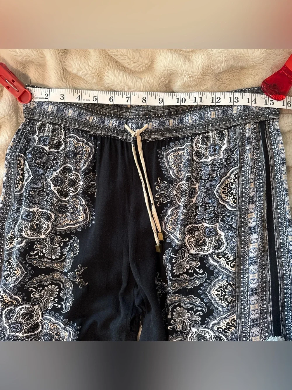 Cynthia Rowley‎ Paisley Wide Leg Cropped Pants Size Large 100% Rayon
